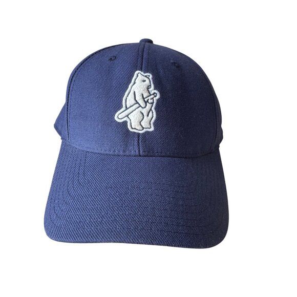 Chicago Cubs Navy Embroidered Bear Logo Baseball Cap American Needle VTG - Picture 1 of 9